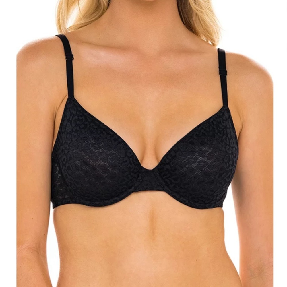 NWT No Boundaries Juniors' All Over Lace Unlined Bra Black 36DD no padding